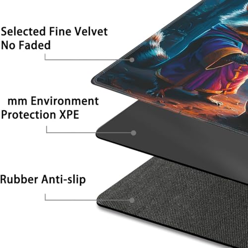 for MTG Game Playmat - 24 x 14 inches with Dices and Storage Bags, Non-Slip Base for TCG and Board Game Card Mats, Trading Card Games Mat, Raccoon Wizards Pattern Collectible Card Playmats - color: Jv-playmat-p7-1-h214