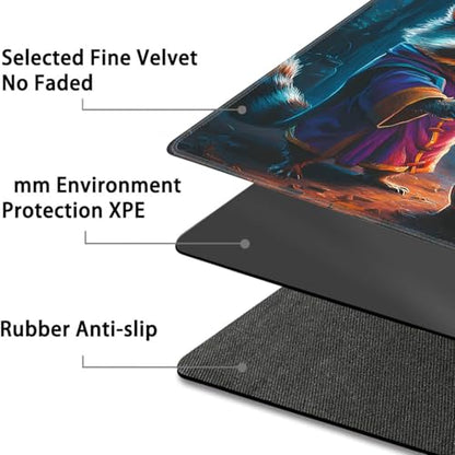 for MTG Game Playmat - 24 x 14 inches with Dices and Storage Bags, Non-Slip Base for TCG and Board Game Card Mats, Trading Card Games Mat, Raccoon Wizards Pattern Collectible Card Playmats - color: Jv-playmat-p7-1-h214