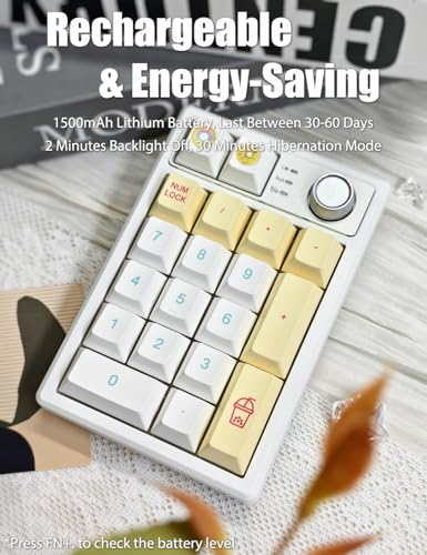 Gasket Creamy Mechanical Numpad Programmable Keypad RGB LED Backlit | Wireless 2.4G/Bluetooth 5.0/Wired USB-C Hot Swappable Macro Number Pad Rechargeable Numeric Keyboard Metal Knob, Donut - color: Donut