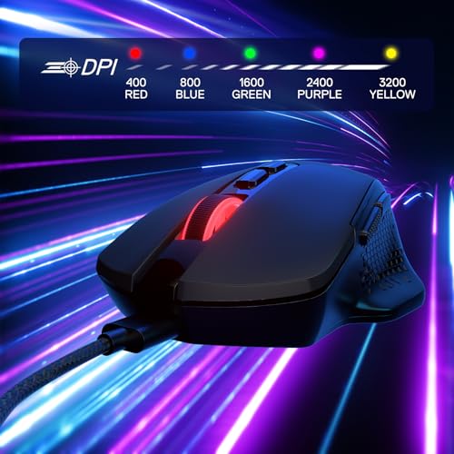 Redragon M695 Wired Optical Gaming Mouse 24000 DPI Remapping Keys | Stable Lag-Free Connection, Smooth Precise Tracking, Programmable Button, Ergonomic Grip Body Comfort