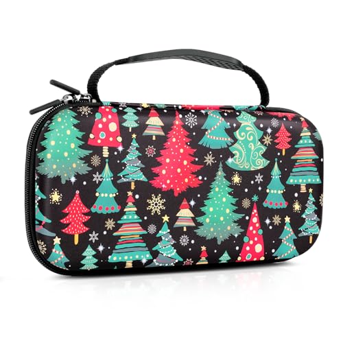 CutebriCase Nintendo Switch OLED Case, Nintendo Switch Cases, Carry Case for nintendoswitch Boy Girls Travel Storage with 16 Game Card Slot for Switch Console Joy-Con&Accessories, Red Green Tree - color: Christmas Tree