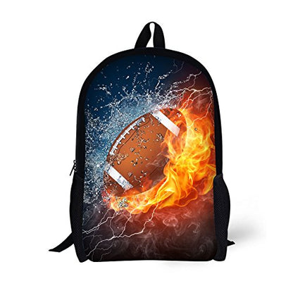 Football Bookbag for Boys 17 Inch Black Lightweight School Backpack Kids Mens Rugby Bag - color: Football Backpack 1