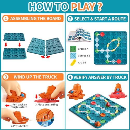 Kids Toys STEM Board Games - Large Size Logical Road Builder Educational Brain Teasers Puzzles Toys, Preschool Learning Montessori Big Board Maze Birthday Gifts Kids Boys Girls Age 4-8 Year Old - color: Turquoise