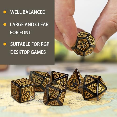 LUCKY-M Ivy Dice DND Set, Polyhedral Dice D&D for Dungeons and Dragons, Black Dice with Case for RPG MTG Tabletop Games Men & Women Gift(PII-Black) - color: Pii-black
