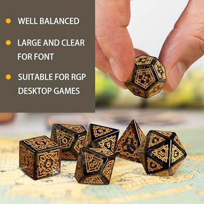 LUCKY-M Ivy Dice DND Set, Polyhedral Dice D&D for Dungeons and Dragons, Black Dice with Case for RPG MTG Tabletop Games Men & Women Gift(PII-Black) - color: Pii-black