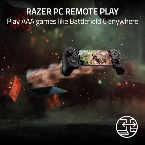 Razer Kishi V3 Gaming Controller for iPhone & Android, USB-C, Black | Compatible with iPhone 15, 16, 17 Series, Full Sized TMR Thumbsticks, Dual Back Buttons, PC Remote Play - color: Black