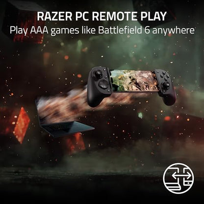 Razer Kishi V3 Gaming Controller for iPhone & Android, USB-C, Black | Compatible with iPhone 15, 16, 17 Series, Full Sized TMR Thumbsticks, Dual Back Buttons, PC Remote Play - color: Black