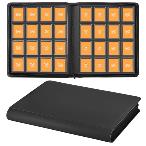 16 Pocket Toploader Binder,Holds 640 TopLoaders (16Black) | Top Loader Binder for 3" x 4"Rigid Cards,Sleeves Card Collection Binder,20 Double Sided Pages with Trading & Sports Holder - color: 16Black