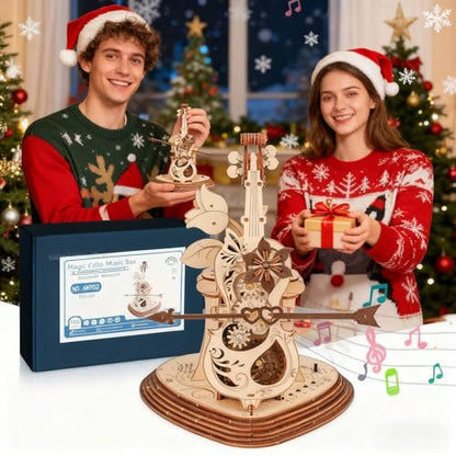 3D Puzzles for Adults 1:5 Scale Cello Model Kit with Base 199pcs Wooden Music Box Building Kit Desk Gift for Men Women Hobby for Adults
