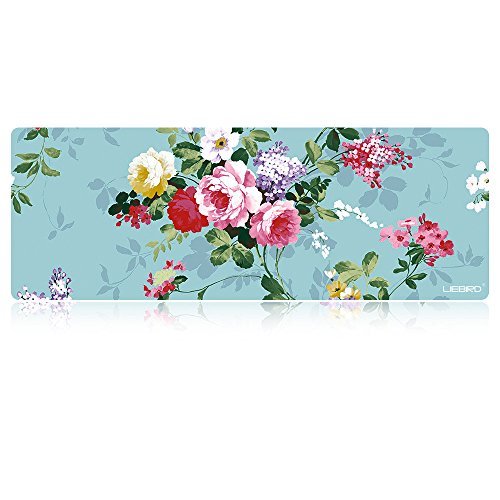LIEBIRD® Extended XXL Gaming Mouse Pad - Portable Large Desk Pad for Laptop - Non-Slip Rubber Base (Peony) - color: Peony