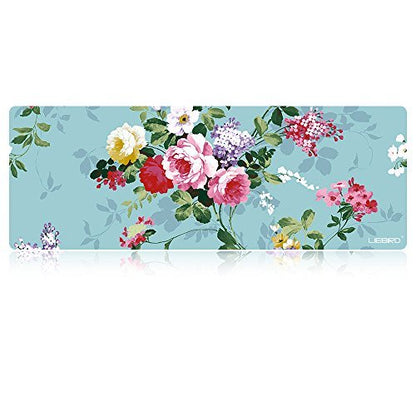 LIEBIRD® Extended XXL Gaming Mouse Pad - Portable Large Desk Pad for Laptop - Non-Slip Rubber Base (Peony) - color: Peony