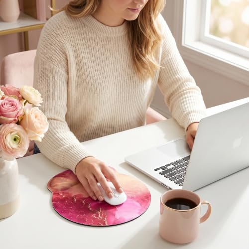 KONVINIT Ergonomic Mouse Pad with Wrist Rest, Small Mousepad with Non-Slip Rubber Base and Smooth Surface, Hot Pink Mouse Pads for Desk, Office Desk Accessories - color: Hot Pink