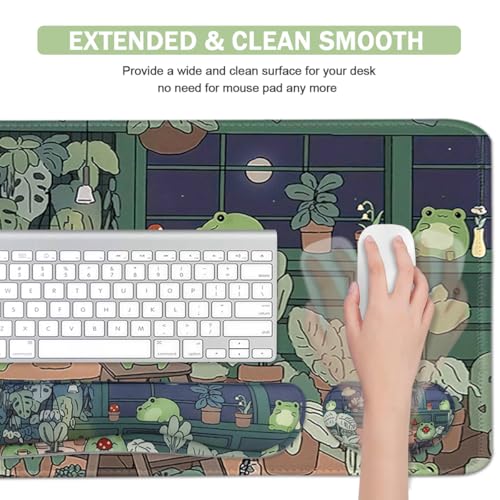 Cute Frog 4 in 1 Large Mouse Pad Set, Kawaii Extended Mouse Pad Set Desk Pad Easy Typing for Typing Office Game 35.4 x15.7 in - Kawaii Frog - color: Kawaii Frog