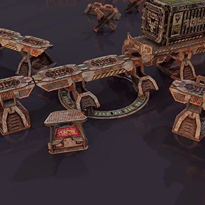 TinkerTurf Sci-Fi Terrain: MagLev Rail Starter, Abandoned Theme, Sturdy, Affordable, Great-Looking Full-Color Terrain, Quick and Easy to Assemble, Virtually Limitless Setups - style: Starter (Abandoned)