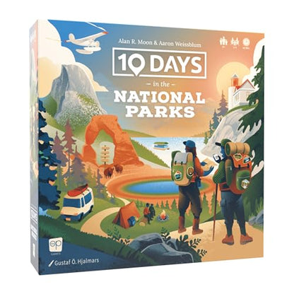 10 Days in The National Parks Board Game - Hike, Boat, Fly, or Drive to Scenic American Landmarks. Easy-to-Learn Card Drafting & Hand Management Game, Ages 8+, 2–4 Players, Made by The Op Games