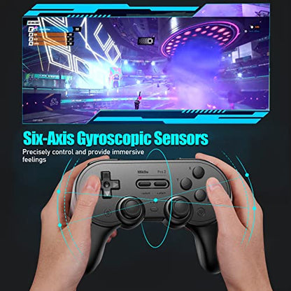 Nargos 8BitDo Pro 3 Bluetooth Gamepad, Compatible with Switch 1/2, PC, Apple, SteamOS, Android, TMR Joysticks, Hall Effect Triggers, Magnetic Buttons (Black Edition) - color: Black Edition