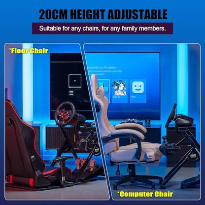 GTPLAYER Sim Racing Wheel Stand Simulator Cockpit Wheel Stand Racing Steering Shifter Mount fit for Logitech G25 G27 G29 G920 G923 Thrustmaster T330TS Gaming Stand Wheel Pedals NOT Included, Black - color: Black