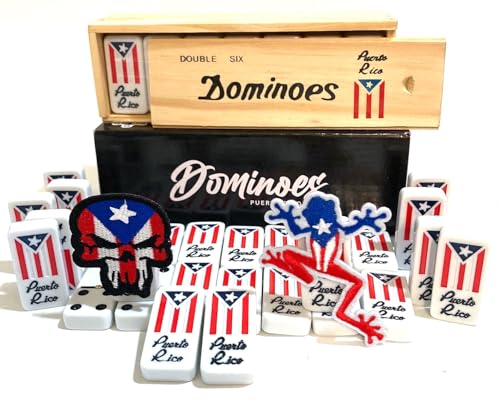 Puerto Rico Dominoes Adult Set Gifts Double six Puerto Rican Domino Set Boricua Style Comes with PR Flag