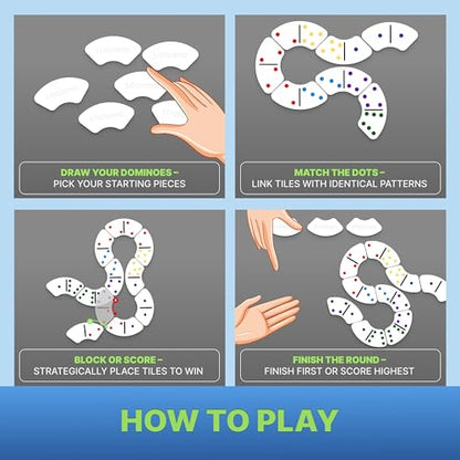 Queensell Loomino - Curved Dominoes Set for Kids and Adults — New Generation Dominoes for Family Game Night — Family Board Games for Kids and Adults - size: Loomino Double 6