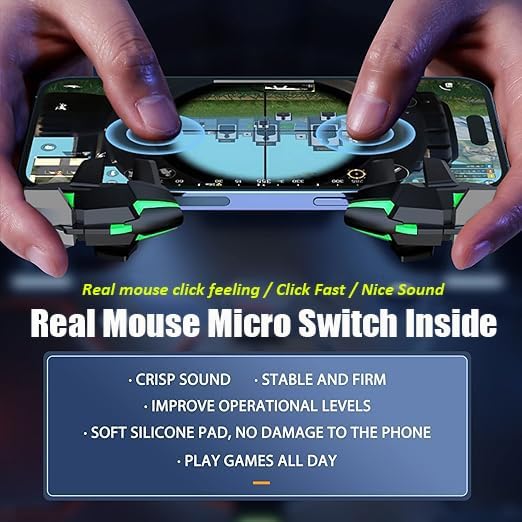 Mikirini 25 in 1 PUBG Mobile Phone Controller Combo, L2R2 4 Gaming Triggers | For Call of Duty/Free Fire/Fortnitee, compatible with iPhones & Android Cell Phones, 6 fingers operation, max thickness 13mm - color: Combo