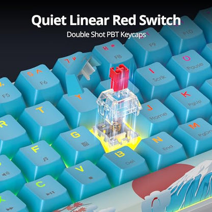 60% Mechanical Keyboard Wired Linear Red Switch RGB Backlight | 60 Percent 61-keys Compact Layout Gaming Keyboard TKL Ultra-Compact Mini RGB Backlit - color: 61 Blue/Red Switch