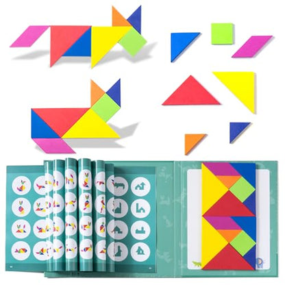 Magnetic Travel Tangram for Kids - 2 Sets Tangrams Puzzles - Creative Magnetic Puzzles and Brain Stimulating Toys, Busy Travel Toys for Car, Cruise & Airplane Rides - style: Magnetic Travel Tangram