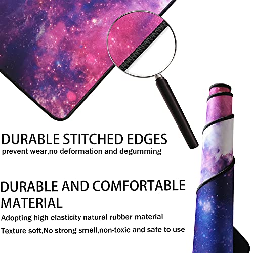 TEDNETGO Large Extended Gaming Mouse Pad, Long Mouse Pads, Extra Large Big Mouse Pad with Stitched Edge, XXL Non-Slip Computer Computer Keyboard Mat for Gamer/Desktop/Office/Home, Galaxy - color: Galaxy, size: 31.5L x 15.7W inches