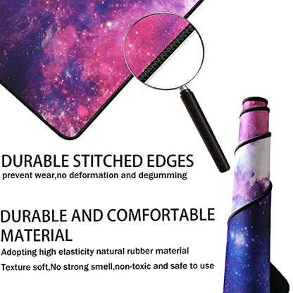 TEDNETGO Large Extended Gaming Mouse Pad, Long Mouse Pads, Extra Large Big Mouse Pad with Stitched Edge, XXL Non-Slip Computer Computer Keyboard Mat for Gamer/Desktop/Office/Home, Galaxy - color: Galaxy, size: 31.5L x 15.7W inches