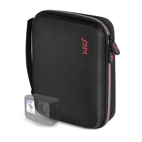 HSU Middle Protective Carrying Case for GoPro Hero | 13, 12, 11, 10, 9, 8, 7, 6, 5 Black and Accessories, Compact and Safe Action Camera Travel Storage Solution for Adventurers - color: Red