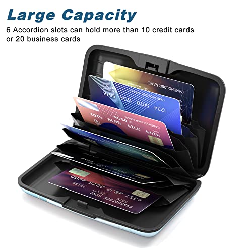 Credit Card Holder, Mini Aluminum Card Wallet RFID Blocking Slim Metal Hard Card Case for Women Men, Blue Marble - color: Blue Marble