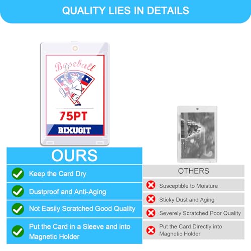 25-Pack 75pt Sleeved Card One Touch Magnetic Holder | Larger Inner Size 2.63"x3.7", First Insert Card into Soft Card Sleeve, Then Place into Card Holder for Double Protection ﻿ - size: 25ct 75PT Sleeved Card Holder