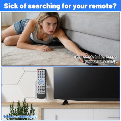 2-Pack Wall Holder for Remote Control,Clear Wall Remote Control Holder,for TV & AC Remotes,No Drilling Required, Also Suitable for Pens & Small Office Supplies