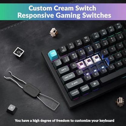 Keychron Q1 Ultra 8K 75% Wireless Mechanical Keyboard, Aluminum Hot-Swappable RGB, Brown Switch, 82 Keys, 600h Battery Life, 2.4GHz/Bluetooth/Wired, ZMK Programmable, Mac Windows Linux – Black - color: Keychron Silk POM Switch - Brown