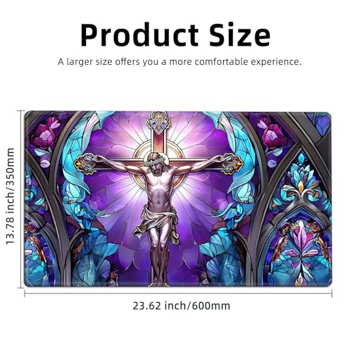 for MTG Playmat TCG Card Game Mat with Stitched Edges,Board Game Mats Non-Slip Waterproof Rubber Base 24 x 14 inch for CCG RPG DTCG Trading Card,Crucifixion Scene - color: Crucifixion Scene