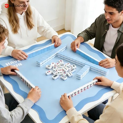 excovip Blue Mahjong Mat for Table, 32.5" x 32.5" Non-Slip Noise Reduction Mahjong Mat for Gifts, Mahjong, Poker, Board Games, Dominoe 1074 - color: 32.5x32.5inch-blue