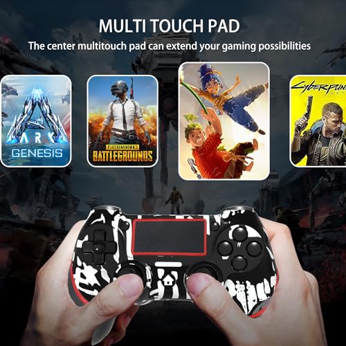 SZYUYU Wireless Controller for Ps4 Romote Compatible with Ps4/Slim/Pro/Windows PC, Controller for Ps4 with 3.5mm Audio Jack, Touch Pad,Six Axis Motion Control, Charging Cable (Black Skull) - color: Black Skull