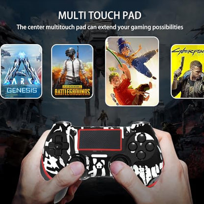 SZYUYU Wireless Controller for Ps4 Romote Compatible with Ps4/Slim/Pro/Windows PC, Controller for Ps4 with 3.5mm Audio Jack, Touch Pad,Six Axis Motion Control, Charging Cable (Black Skull) - color: Black Skull