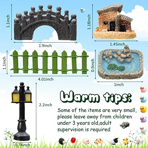 Tuanse 248 Pcs Miniature Fairy Garden Accessories with Mini Resin Animals | Garden DIY Craft, Miniature Figurines, Micro Landscape Ornaments Kit, Including Tiny Stone Bridge Pond Lighthouse Figurines