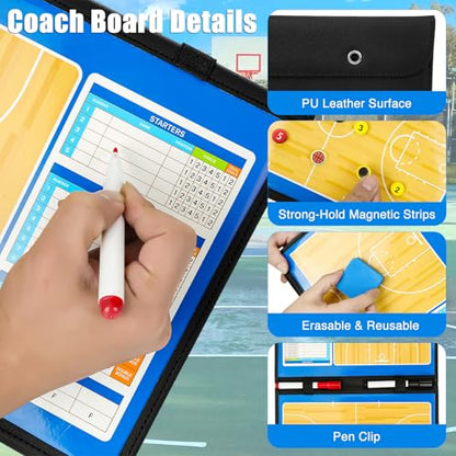 Magnetic Basketball Coaching Board – Portable Dry Erase Whiteboard with Fence Clip, Magnets & Carry Bag, Foldable Basketball Clipboard for Coaches, Ideal Coach Gift - style: Basketball