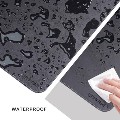 CENNBIE 35.5" x 23.6" Leather Desk Mat,Computer Mouse Pad (Black) | Premium stitched edges resist wear. Easy to clean. Protects desk from spills, stains ,scratches. Smooth glide. Office & home. - color: Black, size: 35.5" x 23.6"