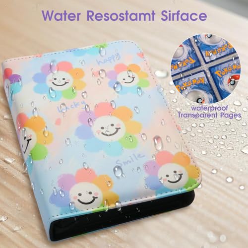4-Pocket Card Binder with 50 Removable Pages, Holds 400 Cards | Fits trading, sports, gaming and collectible cards. Great for boys and girls to organize and protect collections(Sunflower) - color: Lucky Sunflower