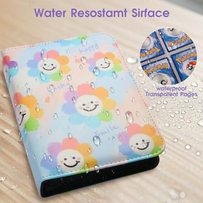 4-Pocket Card Binder with 50 Removable Pages, Holds 400 Cards | Fits trading, sports, gaming and collectible cards. Great for boys and girls to organize and protect collections(Sunflower) - color: Lucky Sunflower