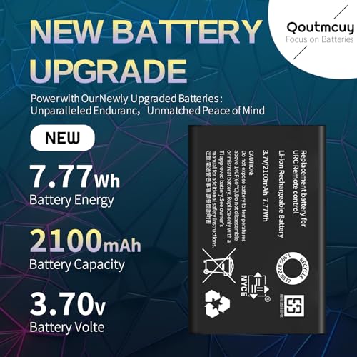 2-Pack 2100mAh High-Capacity Rechargeable Battery for Universal Remote Controls - Compatible with URC 11N09T NC0910 RLI-007-1 LIT0404, MX-880/890/810/50/980/990/200/1200, X-8