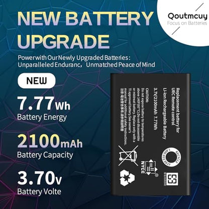 2-Pack 2100mAh High-Capacity Rechargeable Battery for Universal Remote Controls - Compatible with URC 11N09T NC0910 RLI-007-1 LIT0404, MX-880/890/810/50/980/990/200/1200, X-8