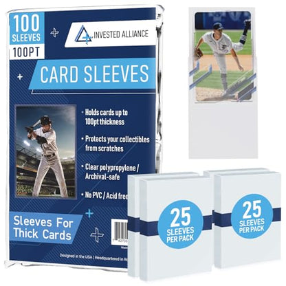 Premium Penny Sleeves for Trading Cards | Soft Trading Card Sleeves for Baseball Cards, Ultra Clear Plastic Pro Sports Card Sleeve, Football, MTG Collector Sleeve (Standard + Thick Options Available) - style: 100PT - 100 Count