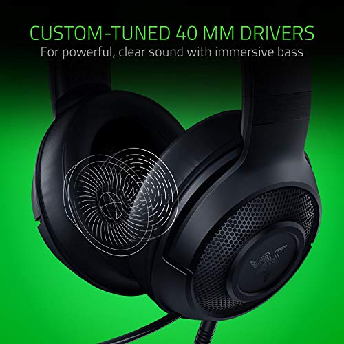 Razer Kraken X Ultralight Gaming Headset: 7.1 Surround Sound - Lightweight Aluminum Frame - Bendable Cardioid Microphone - for PC, PS4, PS5, Switch, Xbox One, Xbox Series X|S, Mobile - Black - color: Classic Black