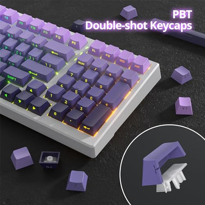 Guffercty kred Gradient Purple 133-keys PBT Cherry Profile Double Shot Backlit Side Printed Keycaps for Gaming Keyboard - color: Gradient Purple