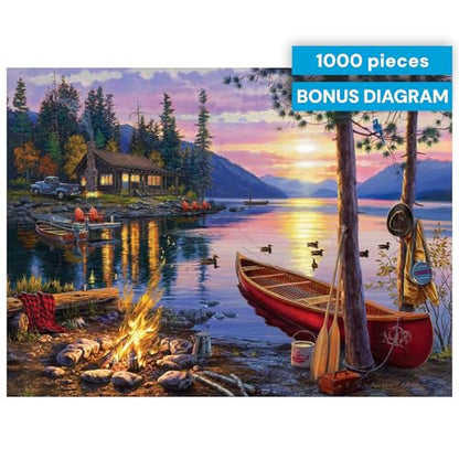 Buffalo Games - Darrell Bush Canoe Lake - 1000 Piece Puzzle for Adults | Made in USA, Perfect Snap Fit, Giftable, Frameable Art, Includes Poster, Recycled Board