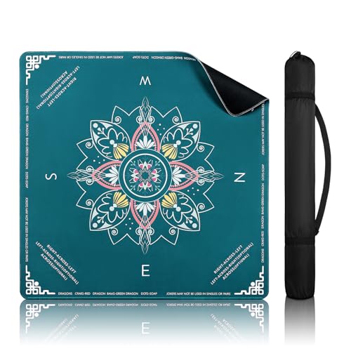 DEVPNR Mahjong Mat for Table with Rules, 32.6"x32.6", Green | Non-Slip Table Cover, Noise-Reducing, with Rules, Portable with Travel Bag, for American Mahjong, Poker, Card & Board Games - color: Green
