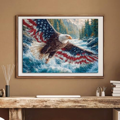 1000 Piece Puzzle for Adult, Flag Bald Eagle Square Jigsaw Puzzle-26.6 in | Jigsaw Puzzle 1000 Pieces, Impossible Challenging Fun Puzzle for Adult, Unique Difficulty Jigsaw Puzzle for Birthday Gift - color: Flag Bald Eagle 2